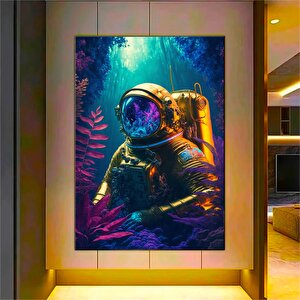 Astronot Posteri; Neon Sci-fi Duvar Sanatı