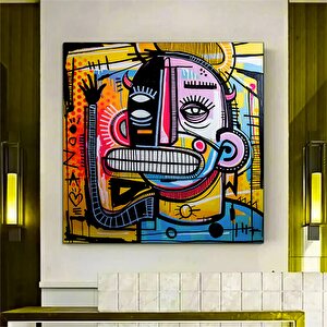 Modern Sokak Sanatı; Orijinal Graffiti; Benzersiz Soyut Kanvas Resimler; Renkli Tablo; Asmaya Hazır 50x50 cm