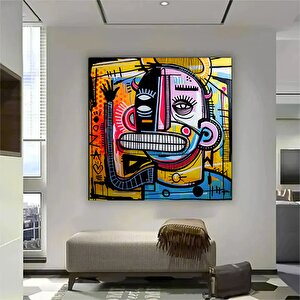 Modern Sokak Sanatı; Orijinal Graffiti; Benzersiz Soyut Kanvas Resimler; Renkli Tablo; Asmaya Hazır 50x50 cm