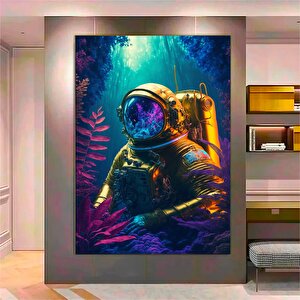 Astronot Posteri; Neon Sci-fi Duvar Sanatı