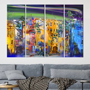 Sokak Silueti Tablosu, Şehir Manzarası Yağlıboya Kanvas Baskı