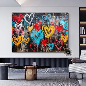 Banksy Tarzı Kalpli Graffiti Duvar Sanatı – Sokak Sanatı Poster Seti (asmaya Hazır) 150x250 cm