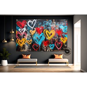 Banksy Tarzı Kalpli Graffiti Duvar Sanatı – Sokak Sanatı Poster Seti (asmaya Hazır) 150x250 cm