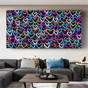 Banksy Graffiti Kalpler; Sokak Sanatı; Büyük Çerçeveli Set; Asmaya Hazır 90x180 cm