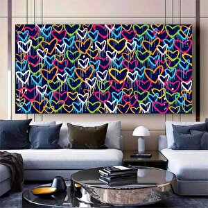 Banksy Graffiti Kalpler; Sokak Sanatı; Büyük Çerçeveli Set; Asmaya Hazır 80x160 cm