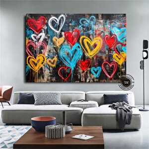 Banksy Tarzı Kalpli Graffiti Duvar Sanatı – Sokak Sanatı Poster Seti (asmaya Hazır) 120x180 cm