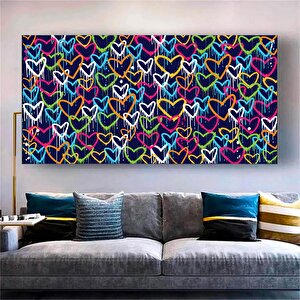 Banksy Graffiti Kalpler; Sokak Sanatı; Büyük Çerçeveli Set; Asmaya Hazır 50x100 cm