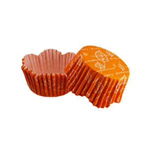 Cupcake Kalıbı Pet Kapsül Dalgalı Turuncu Yaprak Desenli Kek Kalıbı 65x38 Mm (100 Adet)