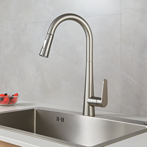 Inox Spi̇ralli̇ Mutfak Evye Batarya Çek Birak Uzayan İki̇ Modlu Başlik Fiski̇ye Musluk Yeni̇ Armatür