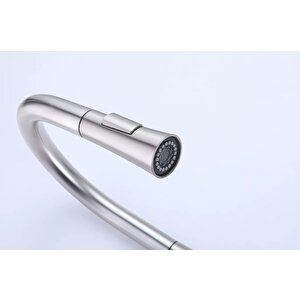 Inox Spi̇ralli̇ Mutfak Evye Batarya Çek Birak Uzayan İki̇ Modlu Başlik Fiski̇ye Musluk Yeni̇ Armatür