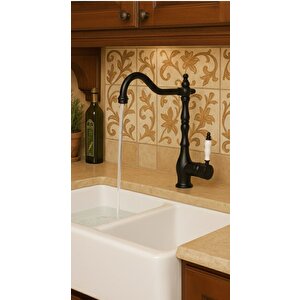 Rusti̇k Mat Si̇yah Mutfak Evye Bataryasi Otanti̇k Osmanli Pri̇nç Gövde Vi̇ntage Tasarim Çanak Lavabo