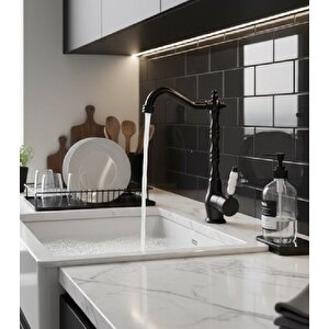 Rusti̇k Mat Si̇yah Mutfak Evye Bataryasi Otanti̇k Osmanli Pri̇nç Gövde Vi̇ntage Tasarim Çanak Lavabo