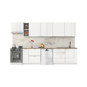 Elsa Serisi 330 Cm Aspiratör Ve Çekmece Modüllü Meşe Tezgahlı Hazır Mutfak Ls-330asp-bc-mt