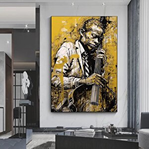 Çello Çalan Adam Kanvas Baskı; Müzik Temalı Portre 20x30 cm