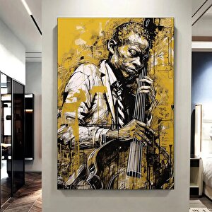 Çello Çalan Adam Kanvas Baskı; Müzik Temalı Portre 20x30 cm