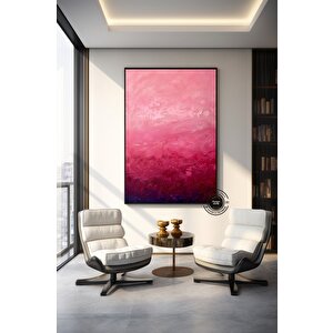 Minimalist Soyut Pembe Duvar Sanatı; Büyük Soyut Tablo; Modern Dekor 80x150 cm