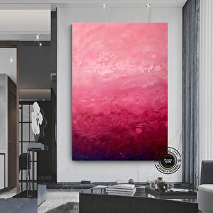 Minimalist Soyut Pembe Duvar Sanatı; Büyük Soyut Tablo; Modern Dekor
