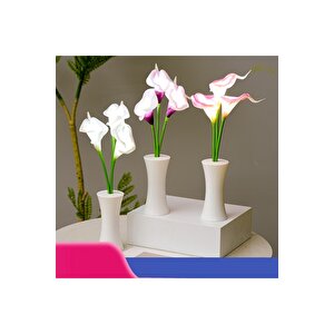 Çiçekli Dekoratif Led Işıklı Lamba, Mor, 30x7