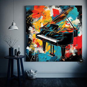 Renkli Piyano Kanvas; Müzik Temalı Dekor
