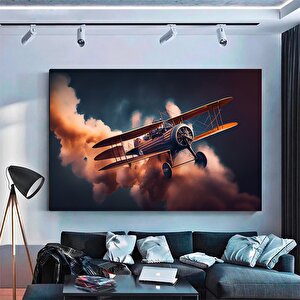 Uçak Kanvas Posteri, Vintage Tarzlı Çok Panelli Duvar Sanatı, Oturma Odası İçin 80x150 cm