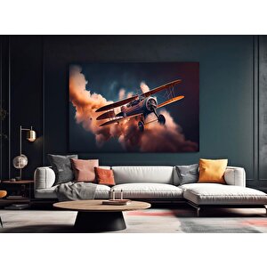 Uçak Kanvas Posteri, Vintage Tarzlı Çok Panelli Duvar Sanatı, Oturma Odası İçin