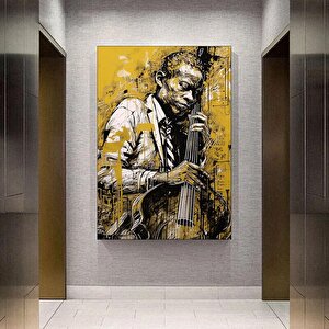 Çello Çalan Adam Kanvas Baskı; Müzik Temalı Portre 60x90 cm