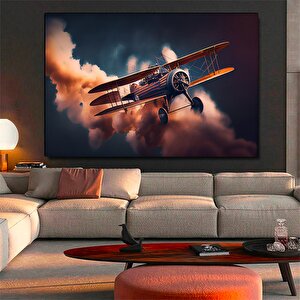 Uçak Kanvas Posteri, Vintage Tarzlı Çok Panelli Duvar Sanatı, Oturma Odası İçin