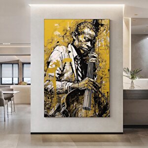 Çello Çalan Adam Kanvas Baskı; Müzik Temalı Portre
