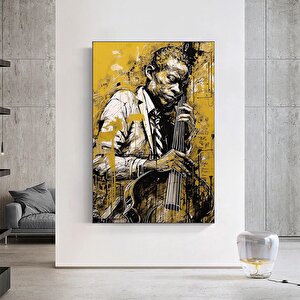 Çello Çalan Adam Kanvas Baskı; Müzik Temalı Portre