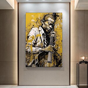 Çello Çalan Adam Kanvas Baskı; Müzik Temalı Portre