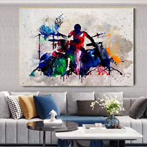 Soyut Davulcu Saksafoncu Şarkıcı Poster Kanvas Tablo; Davul Baskısı; Siluet Sanatı; Müzik Temalı Otu