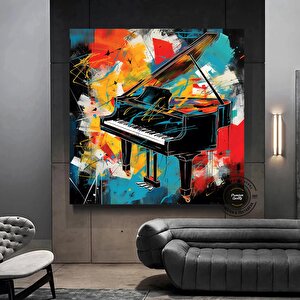 Renkli Piyano Kanvas; Müzik Temalı Dekor