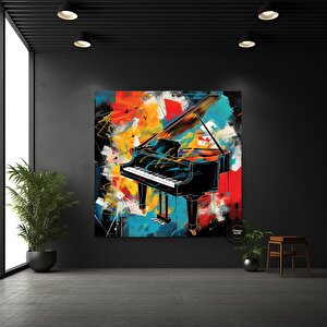Renkli Piyano Kanvas; Müzik Temalı Dekor