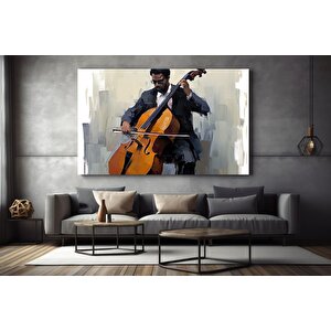 Müzikle Akan Viyolonselci – Kanvas Baskı / Modern Duvar Sanatı