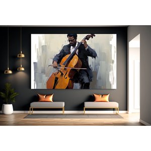 Müzikle Akan Viyolonselci – Kanvas Baskı / Modern Duvar Sanatı 60x120 cm