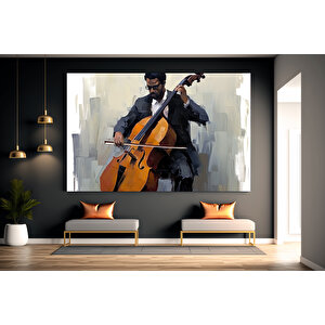 Müzikle Akan Viyolonselci – Kanvas Baskı / Modern Duvar Sanatı 90x180 cm