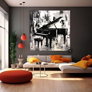 Piyano Müzik Tablosu, Büyük Boyutlu Kanvas, Çok Renkli Asılmaya Hazır