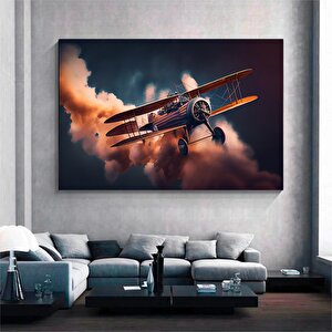 Uçak Kanvas Posteri, Vintage Tarzlı Çok Panelli Duvar Sanatı, Oturma Odası İçin 150x290 cm