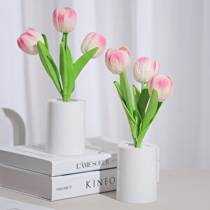 Laleli Dekoratif Led Işıklı Lamba, Sarı, 27x8 Pembe