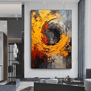 Soyut Renkli Duvar Sanatı; Spiral Fırça Darbeleri; Soyut Kanvas Baskısı 50x70 cm