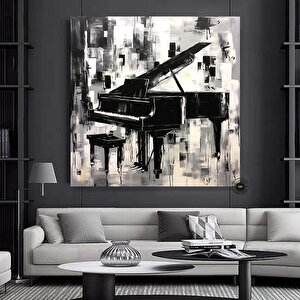 Piyano Müzik Tablosu, Büyük Boyutlu Kanvas, Çok Renkli Asılmaya Hazır 120x120 cm