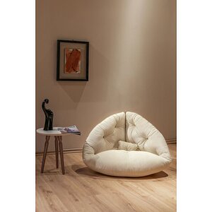 Elegance Milano Modern Berjer Koltuk | Geniş Oturma Alanlı Krem Tay Tüyü | Dinlenme Ve Kitap Okuma Için Lüks Tekli Koltuk