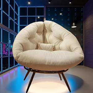 Scandinavian Chic Modern Berjer | Krem Tay Tüyü Kumaşlı Ergonomik Tekli Koltuk | Kitap Okuma & Rahat Dinlenme Koltuğu
