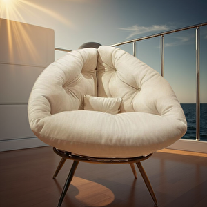 Royal Comfort Modern Krem Berjer | Milano Tasarım Dinlenme & Okuma Koltuğu | Ergonomik Ve Geniş Oturumlu Tekli Koltuk