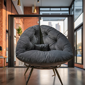 Nordic Elegance Füme Modern Berjer – Geniş Oturumlu Konforlu Tekli Koltuk | Kitap Okuma & Relax Chair
