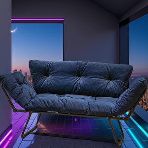 Contempo Luxe Lacivert Mekanizmalı Yataklı Kanepe – Kolları Açılabilen Modern Katlanır Çekyat