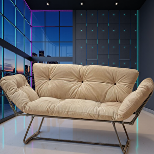 Milano Chic Katlanır Yataklı Kanepe – Mekanizmalı Krem İkili Çekyat, Modern Ve Konforlu