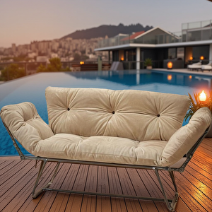 Luxe Comfort Mekanizmalı Yataklı Kanepe – Katlanır İkili Krem Koltuk, Premium Modern Stil