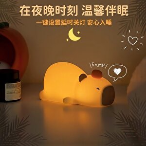 Silikon Uykulu Capybara Dokunmatik Gece Lambası, 15x10