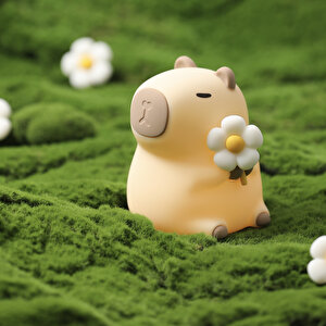 Silikon Çiçekli Capybara Dokunmatik Gece Lambası, 15x10